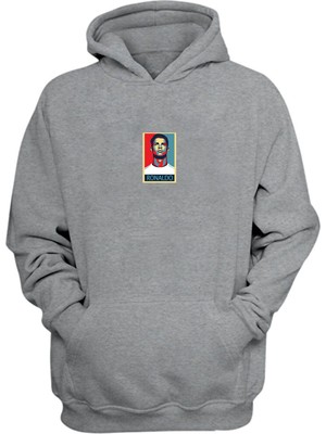 The Wert Unisex Cristiano Ronaldo Baskılı Gri Normal Kalıp Şardonlu Kalın Sweatshirt