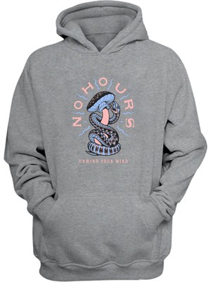 The Wert Unisex Nohours, Unwınd Your Mınd Baskılı Gri Normal Kalıp Şardonlu Kalın Sweatshirt