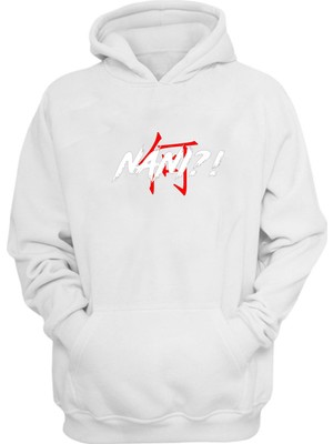 The Wert Unisex Nani!, Japone Baskılı Beyaz Normal Kalıp Şardonlu Kalın Sweatshirt