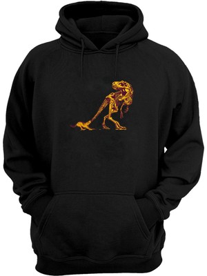 The Wert Unisex Dog And T Rex Baskılı Siyah Normal Kalıp Şardonlu Kalın Sweatshirt