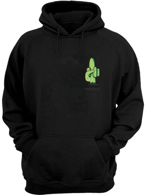 The Wert Unisex Fucktus Baskılı Siyah Normal Kalıp Şardonlu Kalın Sweatshirt