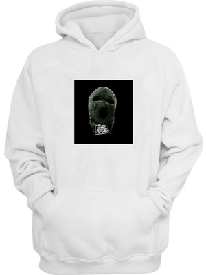 The Wert Unisex Ganster Trap Maske Baskılı Beyaz Normal Kalıp Şardonlu Kalın Sweatshirt