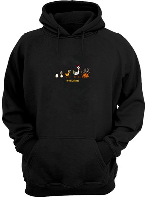The Wert Unisex Egg Stages Ovolution Baskılı Siyah Normal Kalıp Şardonlu Kalın Sweatshirt