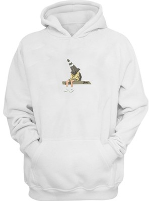 The Wert Unisex Kafasına Duba Geçirmiş  Adam Baskılı Beyaz Normal Kalıp Şardonlu Kalın Sweatshirt