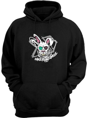 The Wert Unisex Make Yours Unıque Baskılı Siyah Normal Kalıp Şardonlu Kalın Sweatshirt