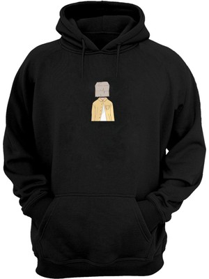 The Wert Unisex Box Head Man Baskılı Siyah Normal Kalıp Şardonlu Kalın Sweatshirt