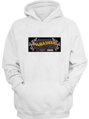 The Wert Unisex Paradise Kelebek Baskılı Beyaz Normal Kalıp Şardonlu Kalın Sweatshirt