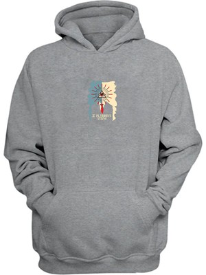 The Wert Unisex Plvr, Bvs, Vııvm Baskılı Gri Normal Kalıp Şardonlu Kalın Sweatshirt