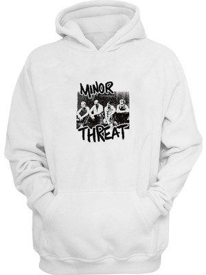 The Wert Unisex Mınor Threat Baskılı Beyaz Normal Kalıp Şardonlu Kalın Sweatshirt