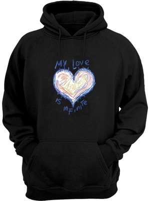 The Wert Unisex My Love Is In Fınıte Baskılı Siyah Normal Kalıp Şardonlu Kalın Sweatshirt