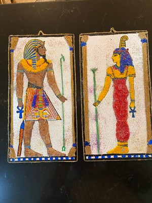Moolart Eşsiz Sanatsal Hediye Seçeneği - Antik Mısır Firavunu Tablosu, Cam Tozu ve Jüt İpi İle Tamamlanmış