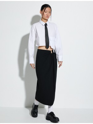 Koton Crop Gömlek Kargo Cepli Düğmeli Uzun Kollu Pamuklu