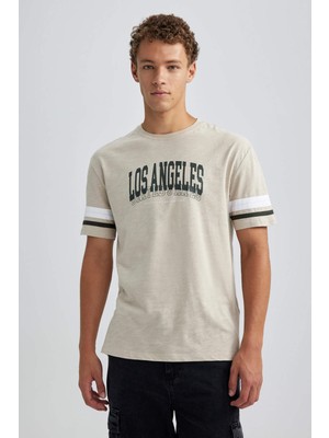 DeFacto Regular Fit Bisiklet Yaka Baskılı Kısa Kollu Tişört A4008AX23HS