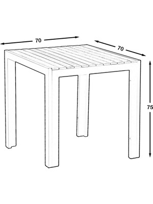 Kozza Home Kalos Bahçe Masa Kare - 80 cm x 80 cm
