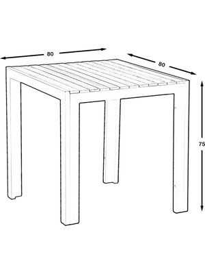 Kozza Home Kalos Bahçe Masa Kare - 80 cm x 80 cm