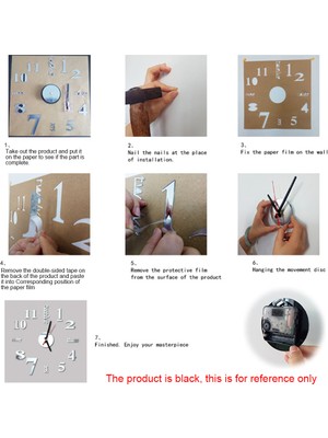 Sunshinee 2x 3D Dıy Duvar Saati Modern Tasarım Büyük Akrilik Saatler Ev Etiket Odası Dekor Saat Duvar Numaraları-Siyah (Yurt Dışından)
