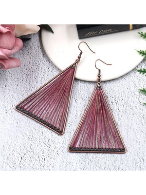 Sunshinee Vintage Geometrik Üç Köşeli Dangle Asılı Boho Bohemian Etnik Damla Küpe Kadınlar Için Parti Takı Aksesuarları Mor (Yurt Dışından)