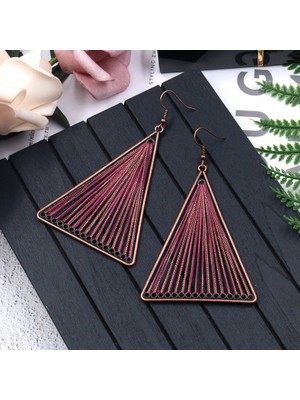 Sunshinee Vintage Geometrik Üç Köşeli Dangle Asılı Boho Bohemian Etnik Damla Küpe Kadınlar Için Parti Takı Aksesuarları Mor (Yurt Dışından)