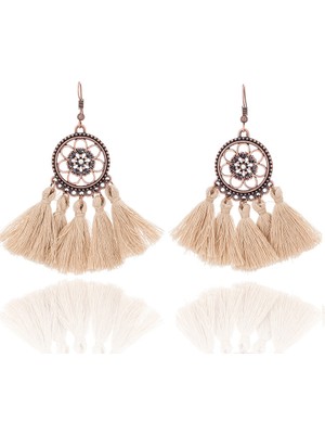 Sunshinee Vintage Boho Etnik Yuvarlak Dangle Bildirimi Fringe Damla Küpe Kadınlar Için Düğün Parti Yıldönümü Takı Süsler + Bronz (Yurt Dışından)