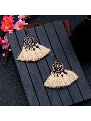 Sunshinee Vintage Boho Etnik Yuvarlak Dangle Bildirimi Fringe Damla Küpe Kadınlar Için Düğün Parti Yıldönümü Takı Süsler + Bronz (Yurt Dışından)