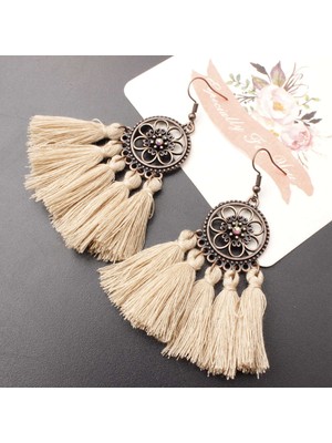 Sunshinee Vintage Boho Etnik Yuvarlak Dangle Bildirimi Fringe Damla Küpe Kadınlar Için Düğün Parti Yıldönümü Takı Süsler + Bronz (Yurt Dışından)