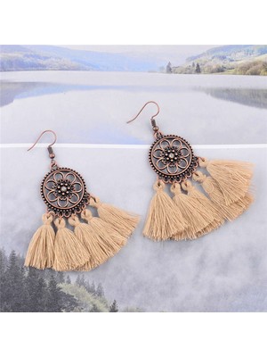 Sunshinee Vintage Boho Etnik Yuvarlak Dangle Bildirimi Fringe Damla Küpe Kadınlar Için Düğün Parti Yıldönümü Takı Süsler + Bronz (Yurt Dışından)