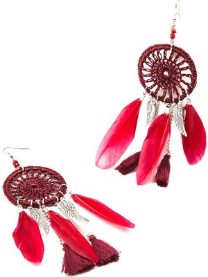 Sunshinee Retro Kadın Tüy Dreamcatcher Dangle Kanca Küpe Takı (Yurt Dışından)