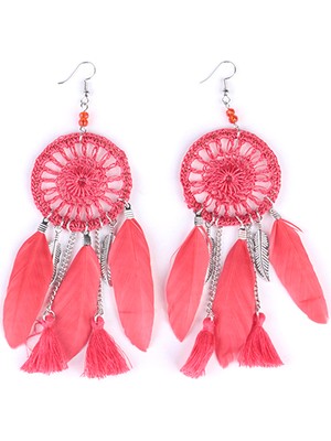 Sunshinee Retro Kadın Tüy Dreamcatcher Dangle Kanca Küpe Takı (Yurt Dışından)