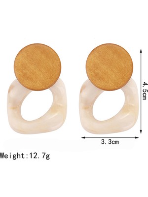 Sunshinee Moda Plaka Damla Küpe Kadınlar Için Asetik Asit Büyük Kare Küpe Trendy Ahşap Geometrik Takı Açık Kahverengi (Yurt Dışından)