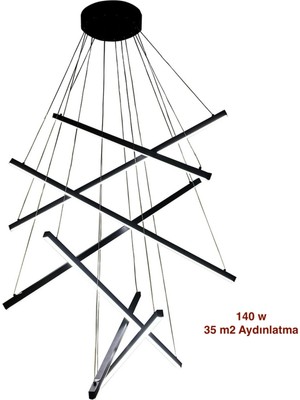 voxlamp lighting solutions Ledli Loft Yüksek Tavan LED Avize 100CM X7