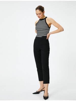 Koton Cigarette Kumaş Pantolon Yüksek Bel Fleto Cepli