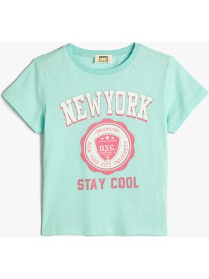 Koton Tişört New York Baskılı Kısa Kollu Bisiklet Yaka Pamuklu