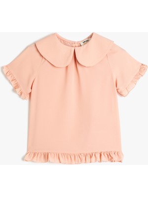Koton Bebe Yaka Bluz Fırfır Detaylı Kısa Kollu