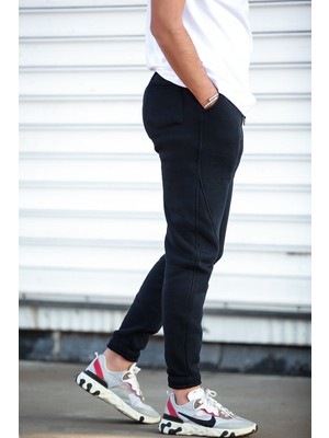 Miron Oval Kesim Paçası Lastikli Eşofman-Siyah