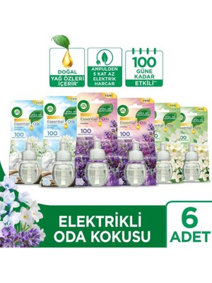 Air Wick Elektrikli Oda Kokusu Yedek Şişe Seti X6 (Bahar Çiçekleri X2 - Temizliğin Esintisi X2 - Lav