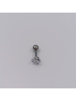 Hena Çelik Silver Tek Taş  Piercing