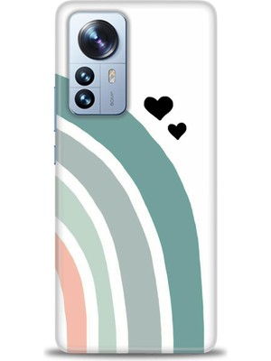 gmotp Xiaomi Mi 12 Pro Kılıf Hd Baskılı Kılıf - Gökkuşağı ve Kalpler