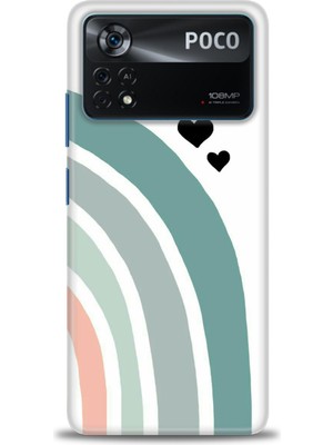 gmotp Xiaomi Poco X4 Pro 5g Kılıf Hd Baskılı Kılıf - Gökkuşağı ve Kalpler