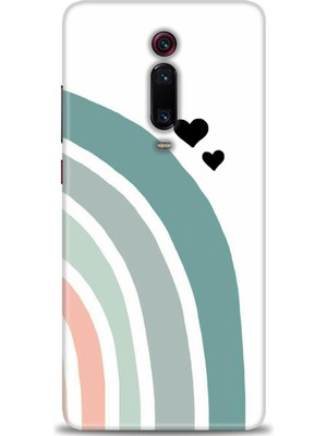 gmotp Xiaomi Mi 9t Kılıf Hd Baskılı Kılıf - Gökkuşağı ve Kalpler