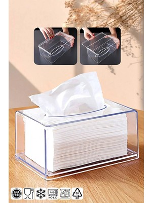 Lirazon Şeffaf Peçete Organizeri Akrilik Darbeye Düşmeye Dayanıklı Peçetelik