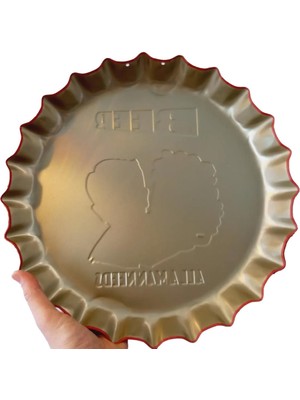 Cajuart Retro 35 cm Kapak Şeklinde Beer Bira Tema Metal Tablo Dekor