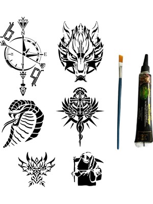 Airbrush Tattoo Pusula Kobra Modelleri Hint Kınasıyla Geçici Dövme Yapma Kiti
