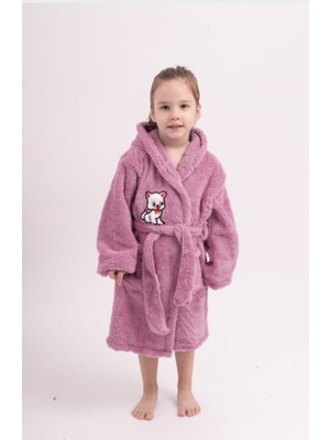 Sweet's Collection Kedi Nakışlı Kız Genç Çocuk Welsoft Peluş Sabahlık