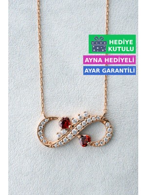 Jewelmim Gümüş Sonsuzluk Kolye 18 Ayar Rose Altın Kaplama Sonsuzluk İşareti Kolye 925 Ayar Gümüş Kadın Kolye | Bayan Zirkon Taşlı Sonsuzluk Kolyesi Rose Gold Kadın Gümüş Kolye