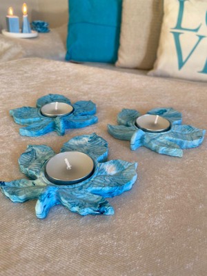 Mor Villa Mum Üçlü Yaprak Mumluk,Dekoratif Mumluk,Tealight Mumluk,Hediyelik Eşya