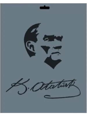 Airbrush Tattoo 2 Adet Birden Kemal Atatürk Imzası ve Silüeti Stencil Süsleme Kalıbı