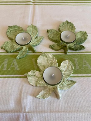 Mor Villa Mum Üçlü Tealight,yaprak Şekilli Mumluk