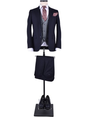 Clishe 12398 Yeleği Cift Taraflı Slimfit Takım Elbise/lacivert/46 Beden - 6 Drop