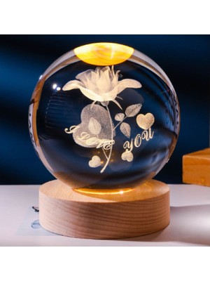 MR Shopping Mr Çocuklar Için 3D Kristal Cam Küre, Ahşap Soketli Gece Lambası,led, Gece Lambası,harika Bir Hediye  Hediyelik Masa Lambası