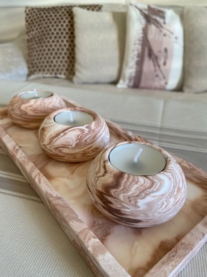 Mor Villa Mum El Yapımı 3'lü Set,Mumluk,Dekoratif Mumluk,Tealight Mumluk,Hediyelik Eşya